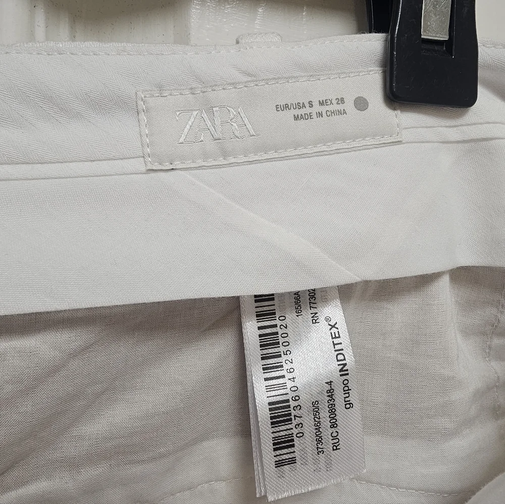ZARA Ivory Linen Blend Wide Leg Pants Size S NWT High Waist Flowy Pockets Chic